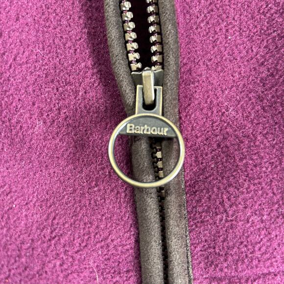 Barbour Malena Cropped Fleece Jacket in Burgundy quilted accents women's 8 - Picture 6 of 8